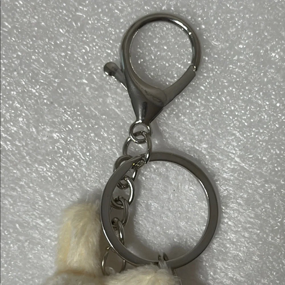 🐰 Adorable Plush Bunny Keychain with Pink Beaded Accents 🐰